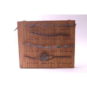 Barbed Wire Display Wall Hanging, Signed, 4 Cuts, Old West Fence ~ 250709-WH 421